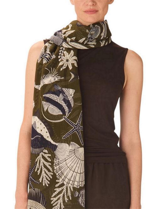 sciarpa donna 100x190 fantasia neptune militare Inoui Editions | SCARF100-NEPTUNEKHAKI